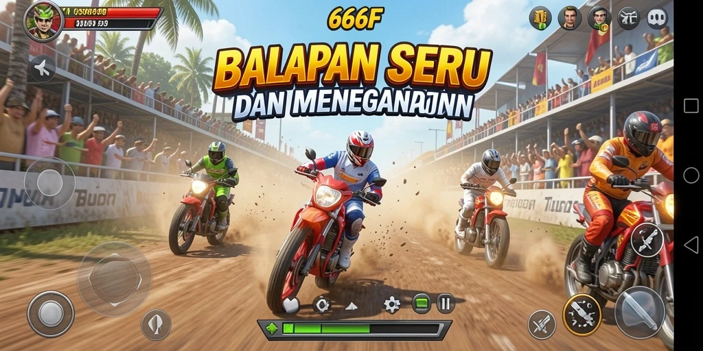 Gameplay balapan seru di 666F dengan mobil yang melaju cepat.