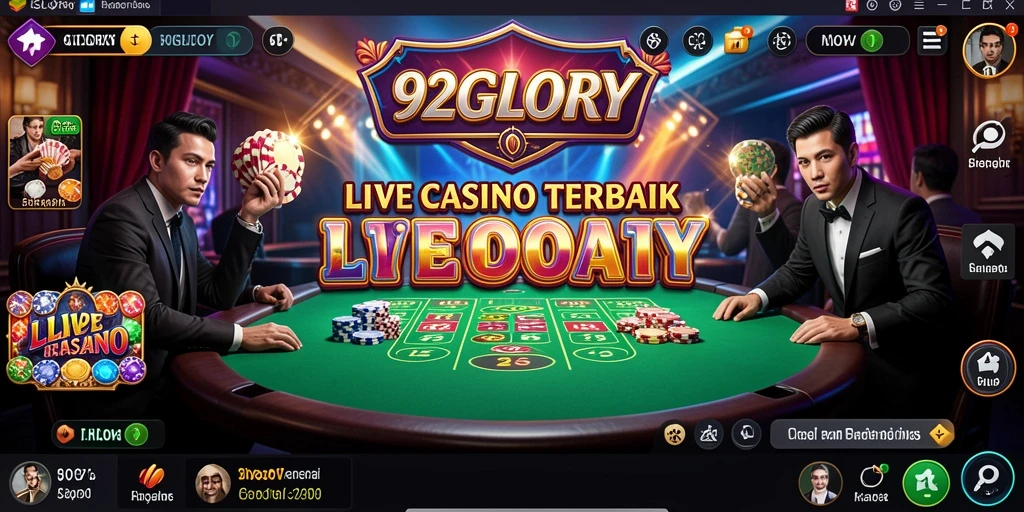 Screenshot gameplay Live Casino 92GLORY yang menarik dengan dealer langsung.