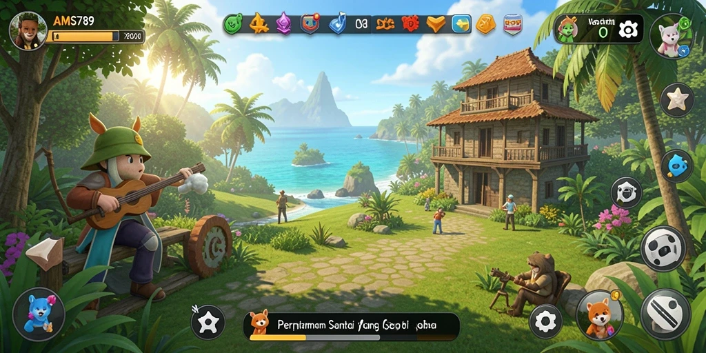 Screenshot AMS789 menampilkan gameplay santai dan grafis yang cerah.