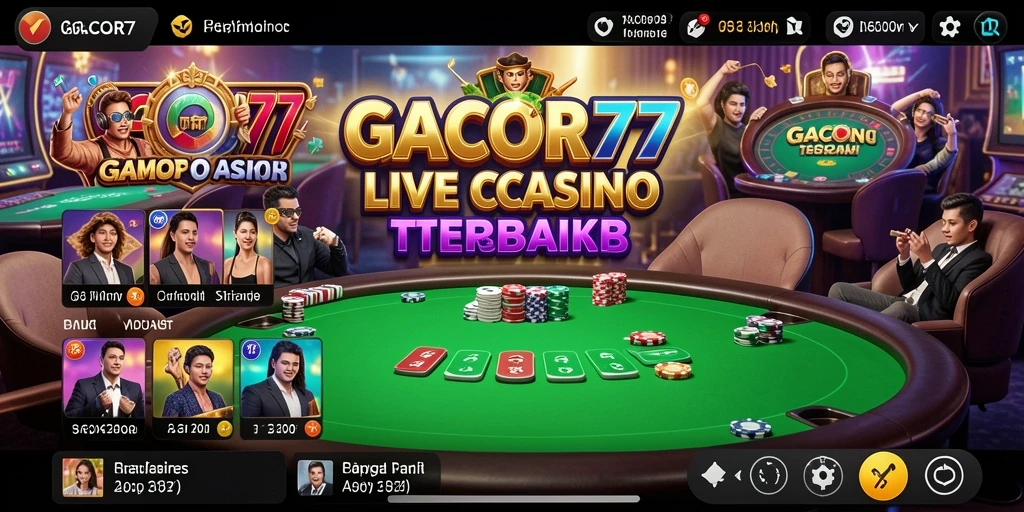 Tampilan utama GACOR77 menampilkan dealer menawan dan meja permainan yang profesional.