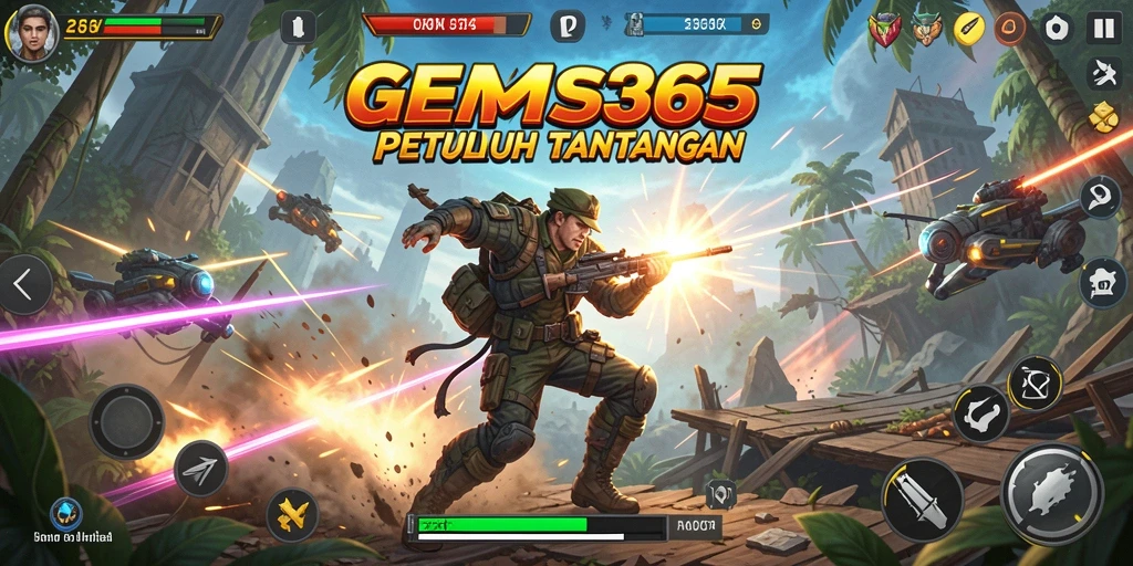 Tampilan gameplay aksi yang intens di GEMS365.