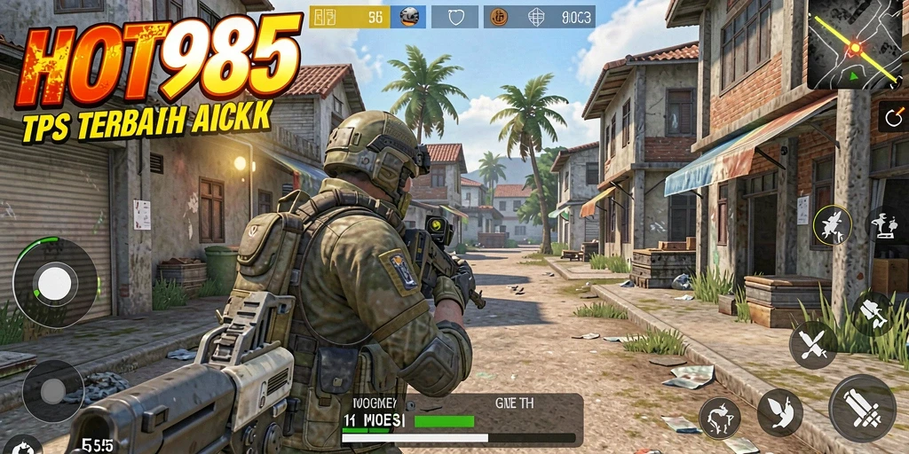 Tampilan cuplikan gameplay HOT985 yang mendebarkan di medan perang TPS.