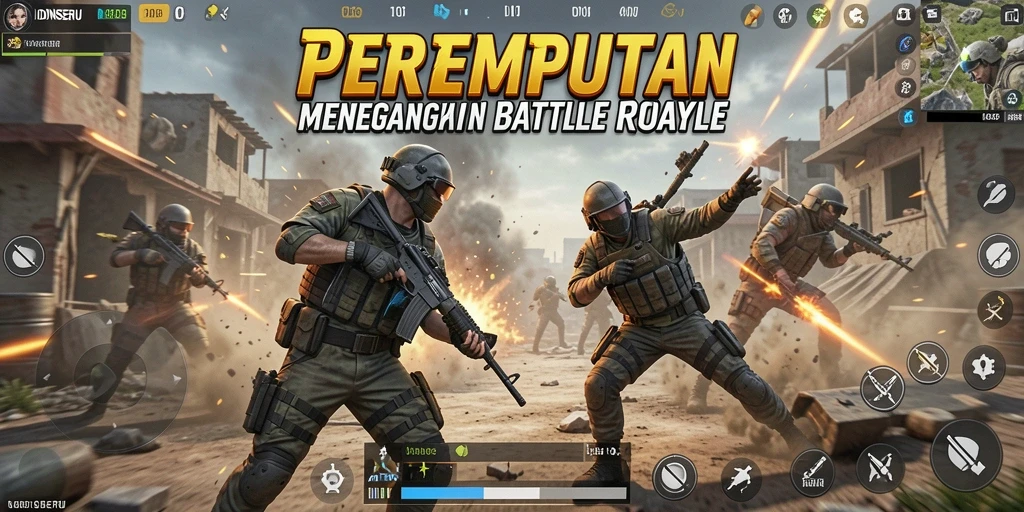 Gameplay seru dari IDNSERU yang menampilkan aksi Battle Royale.