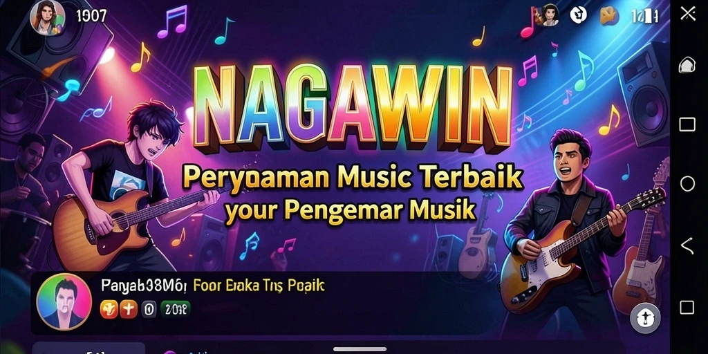 Screenshot gameplay NAGAWIN menampilkan interaksi musik yang menarik.