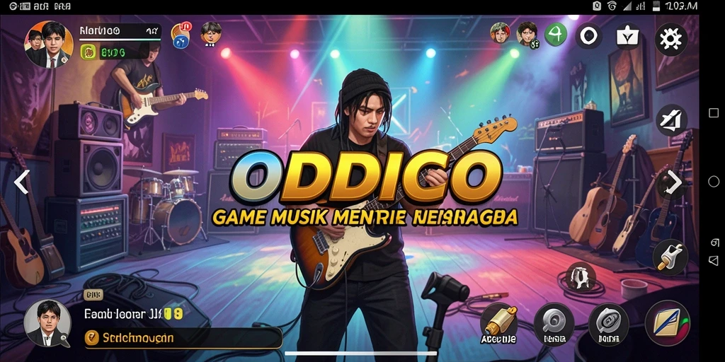 Screenshot gameplay ODDIGO menampilkan antarmuka musik yang interaktif.