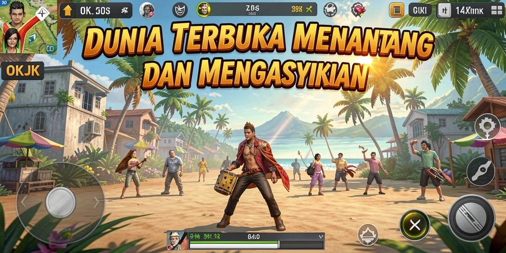 Screenshot gameplay Open World OKJK dengan aksi seru.