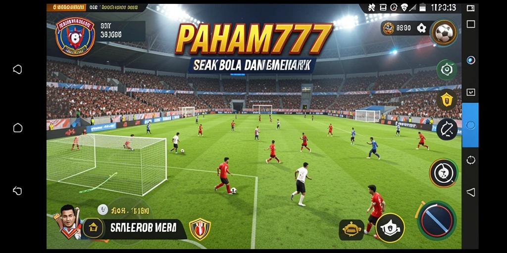 Screenshot PAHAM777 yang menunjukkan aksi permainan sepak bola yang mendebarkan.