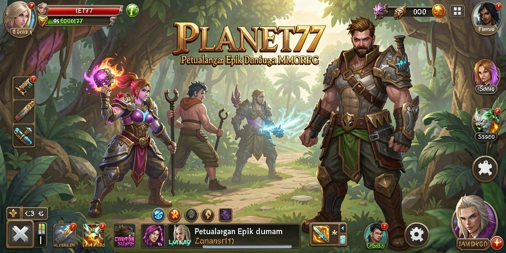 Tangkapan layar gameplay menampilkan aksi seru dalam dunia PLANET77.