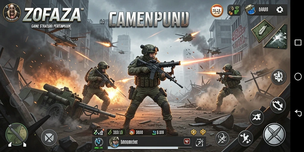 Gameplay ZOFAZA yang menarik dengan strategi pertempuran yang mendebarkan.